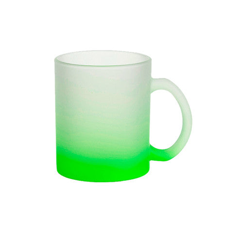 TAZA DE VIDRIO GLASEADO 11 OZ BASE VERDE