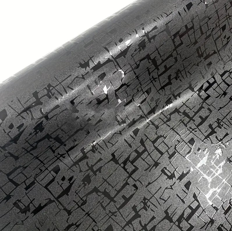 VINIL FIBRA DE CARBONO ESTILO LETRAS CHINAS, COLOR NEGRO, 1.52 X 30 M