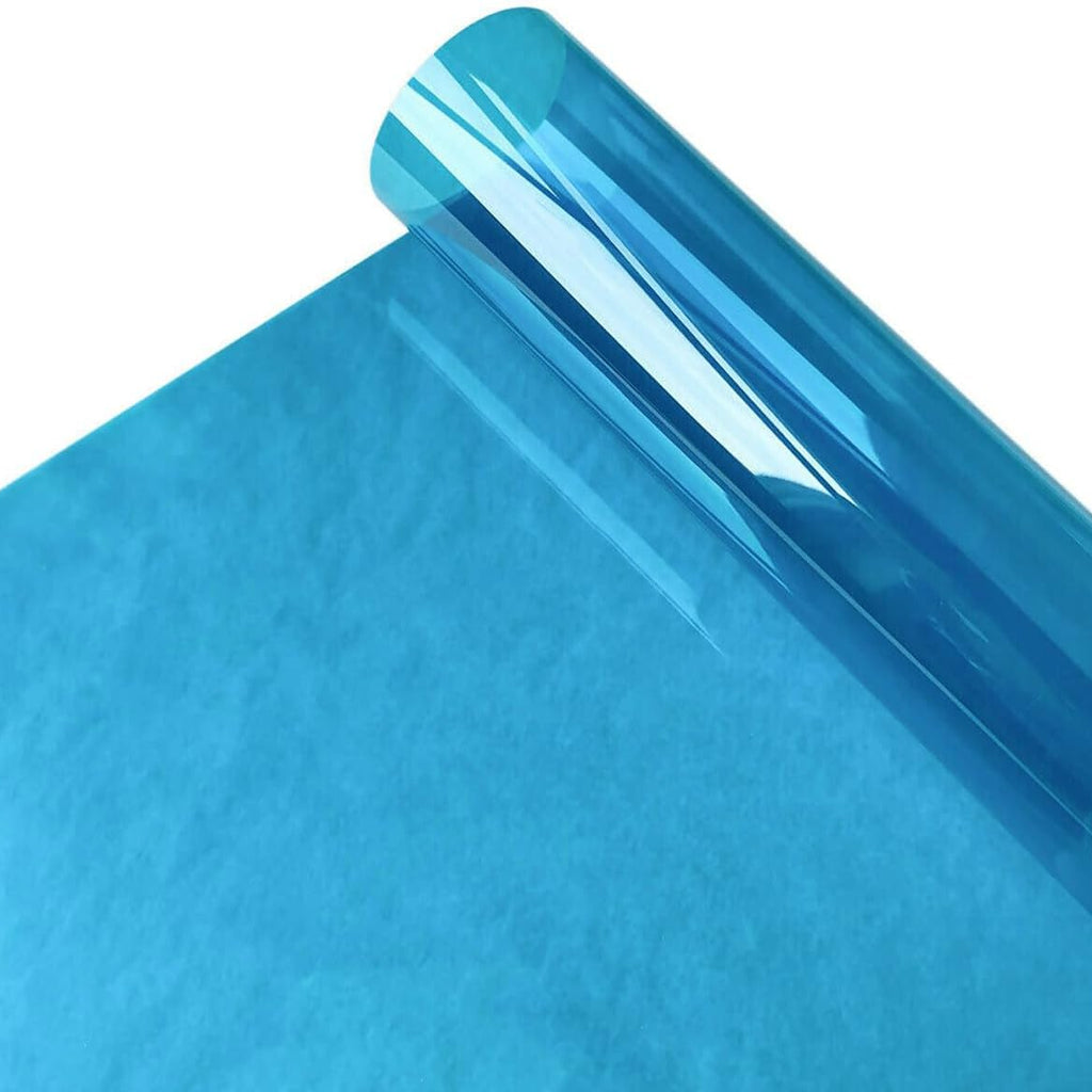 VINIL ADHESIVO TRANSPARENTE PARA VENTANA COLOR AZUL CLARO