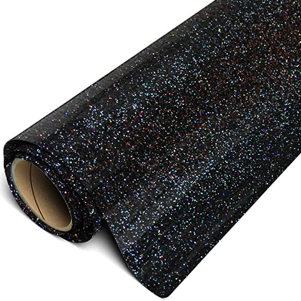 ROLLO DE VINIL ADHESIVO NEGRO GLITTER 12"X5'