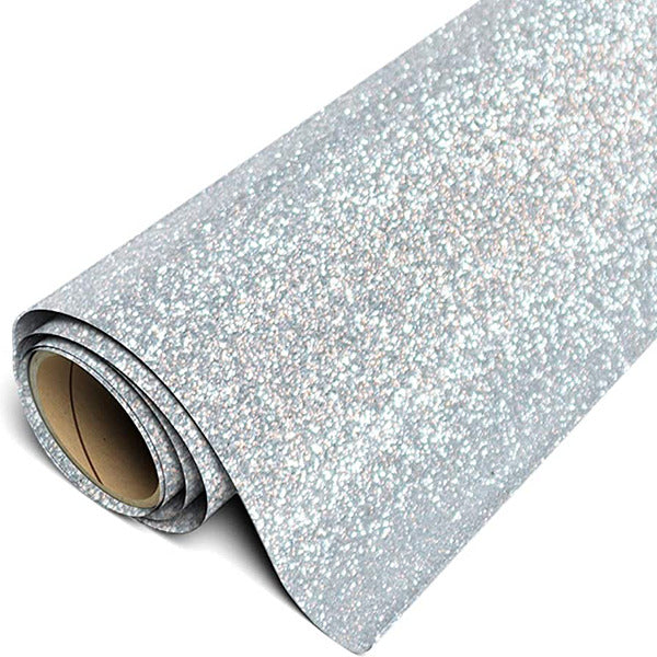 ROLLO DE VINIL ADHESIVO PLATEADO GLITTER 12"X5'
