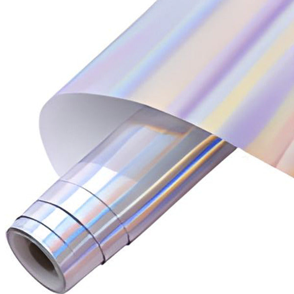 ROLLO DE VINIL ADHESIVO HOLOGRAFICO MATTE PLATEADO 12"X5'