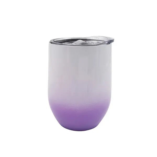 VASO PARA VINO COLOR DEGRADADO BLANCO Y MORADO DE ACERO INOXIDABLE 12OZ /360ML