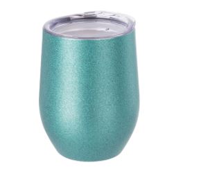 VASO PARA VINO COLOR AZUL GLITTER DE ACERO INOXIDABLE DE 12 OZ / 360ML