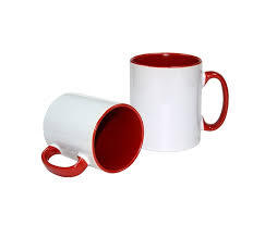 TAZA DE 11 OZ CON INTERIOR Y ASA COLOR ROJO