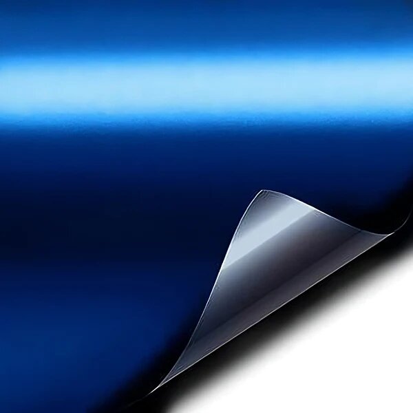 ROLLO DE VINIL ADHESIVO CROMADO SATINADO AZUL 12"X5'