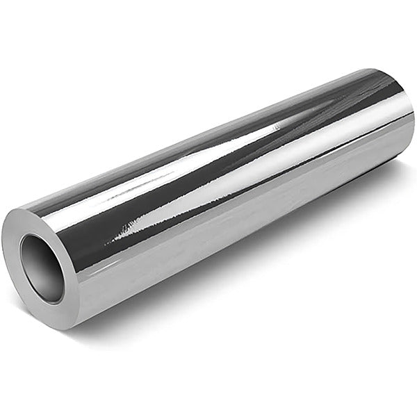 ROLLO DE VINIL ADHESIVO CROMADO SATINADO PLATEADO 12"X5'