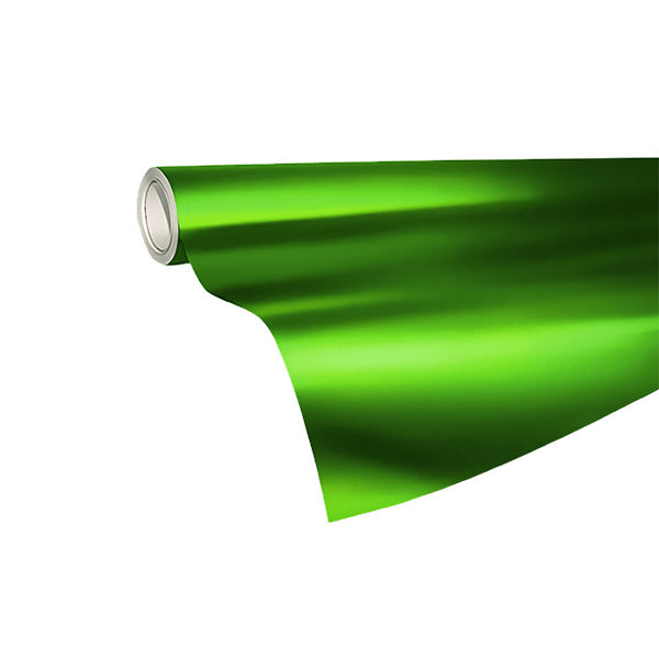 ROLLO DE VINIL ADHESIVO CROMADO SATINADO VERDE 12"X5'