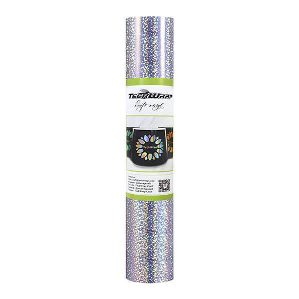 ROLLO DE VINIL ADHESIVO HOLOGRAFICO BRILLANTE PLATEADO 12"X5'