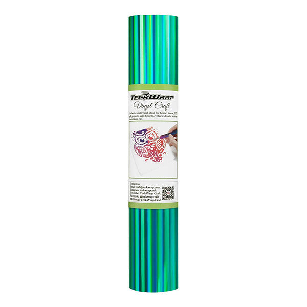 ROLLO DE VINIL ADHESIVO HOLOGRAFICO BRILLANTE VERDE ESMERALDA 12"X5'