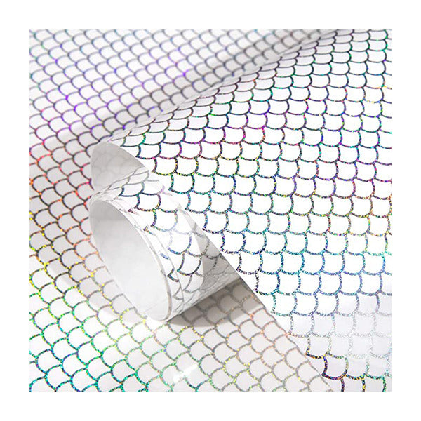 ROLLO DE VINIL ADHESIVO CON DISEÑO DE ESCAMAS DE SIRENA ÓPALO 12""X5'