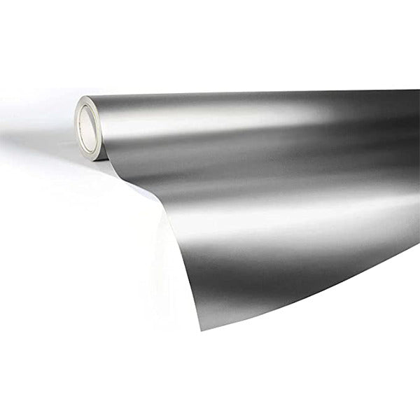 ROLLO DE VINIL ADHESIVO CROMADO SATINADO GRIS 12"X5'