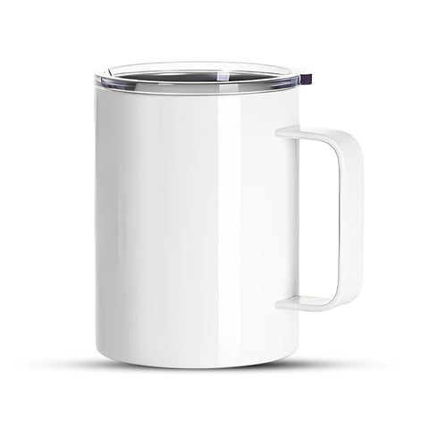 VASO DE ACERO BLANCO CON ASA 400ML