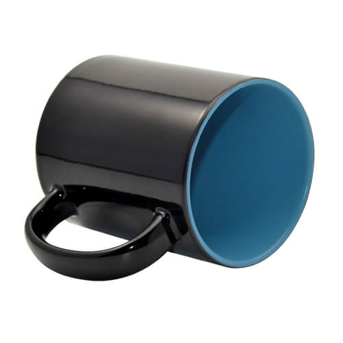 TAZA MAGICA NEGRA 11OZ INTERIOR AZUL CLARO
