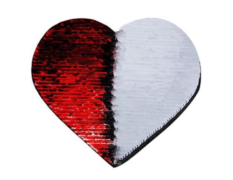 LENTEJUELA CORAZÓN  18X18 BLANCA Y ROJA