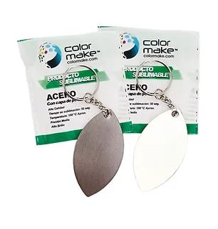 LLAVERO DE ACERO BLANCO OVALADO