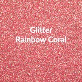 VINIL TEXTIL TERMOTRANSFERIBLE CON GLITTER RAINBOW CORAL 20" X 1'