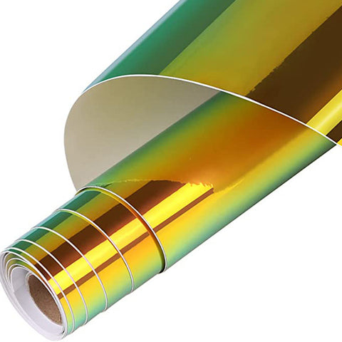 ROLLO DE VINIL ADHESIVO HOLOGRAFICO BRILLANTE DORADO 12"X5'