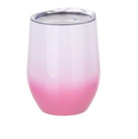 VASO PARA VINO COLOR DEGRADADO BLANCO Y ROSADO DE ACERO INOXIDABLE 12OZ /360ML