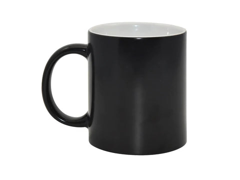 POCILLO 11OZ NEGRO, CAMBIA DE COLOR A ROJO, CON CAJA BLANCA