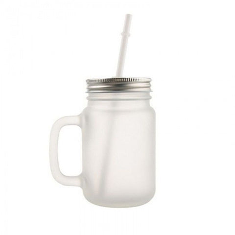 JARRA MASON GLASEADO DE 500 ML CON TAPA PLATA