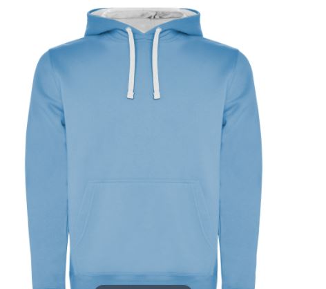 SUDADERO CON CAPUCHA TALLA S COLOR CELESTE/BLANCO